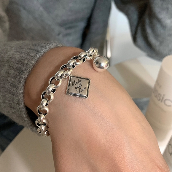 Sterling silver MADE WITH LOVE bracelet - Picture 4 of 7